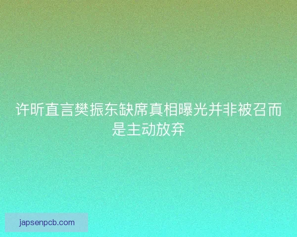 许昕直言樊振东缺席真相曝光并非被召而是主动放弃